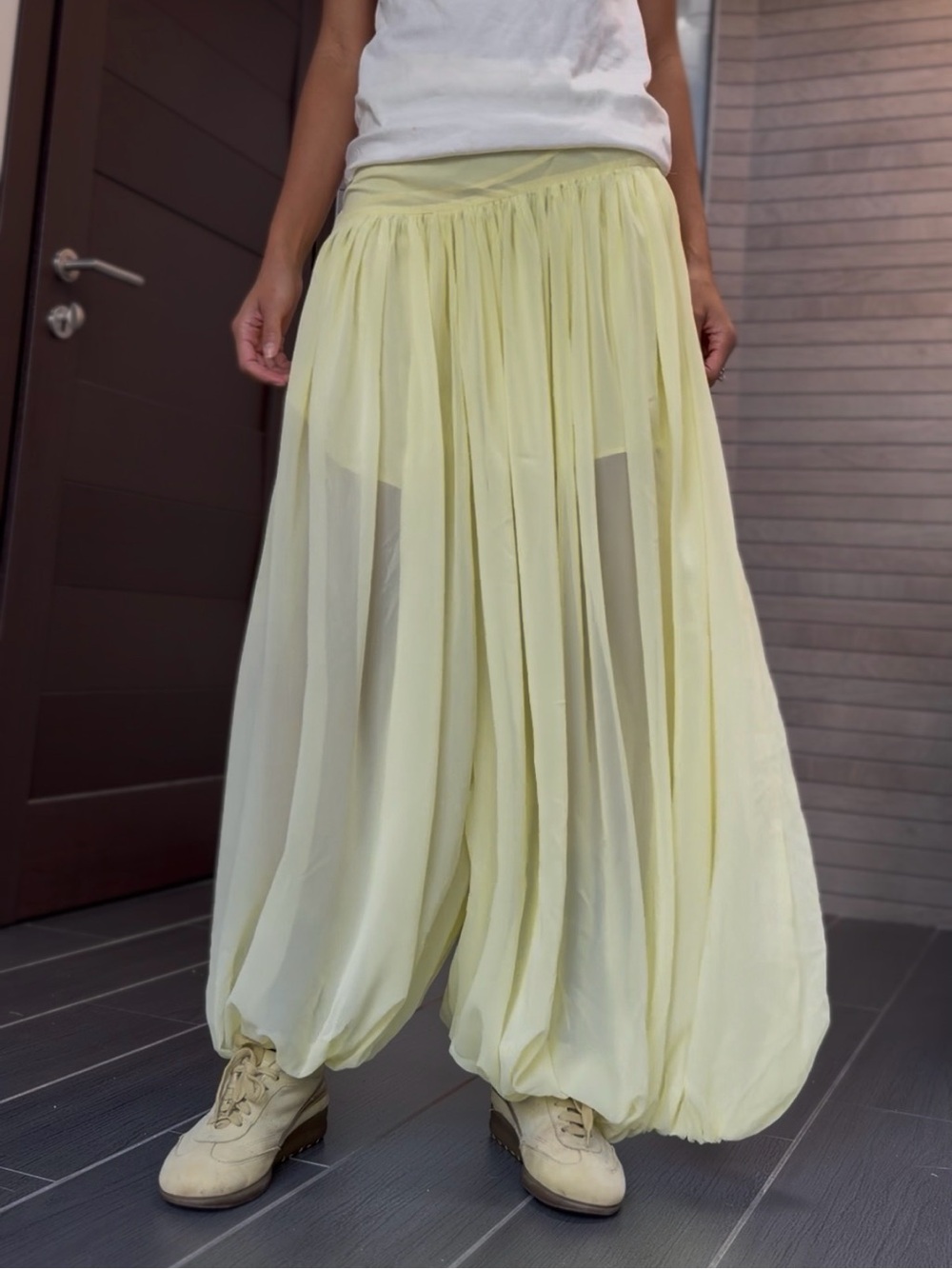 Soft Lemon Yellow Flowing Vogue Vibes  pants
